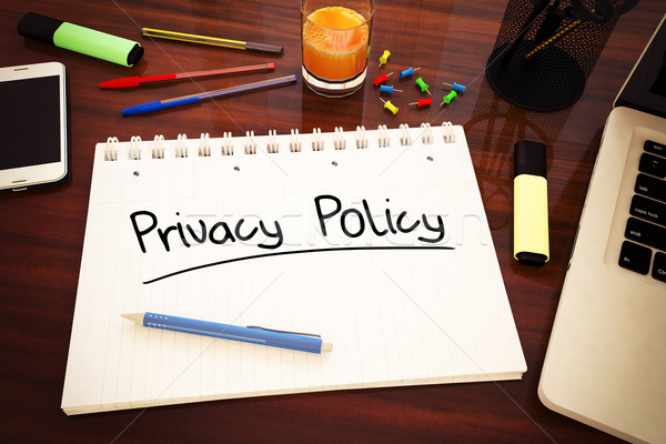 Prywatność polityka tekst notebooka biurko Zdjęcia stock © Mazirama