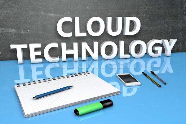 Wolke Technologie Text Tafel Notebook Stifte Stock foto © Mazirama