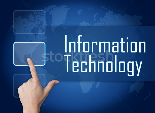 Technologia informacyjna interfejs mapie świata niebieski działalności komputera Zdjęcia stock © Mazirama