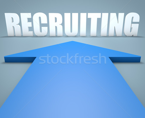 Rekrutierung 3d render blau arrow Hinweis Arbeit Stock foto © Mazirama