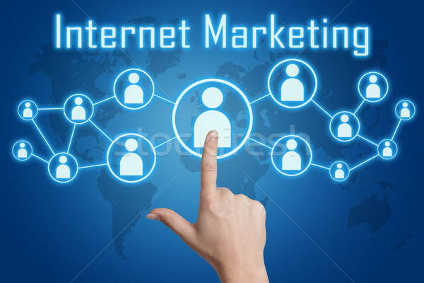 Internet marketing icoană femeie mână albastru Imagine de stoc © Mazirama