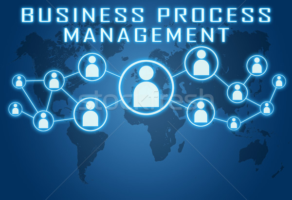 Business processo gestione blu mappa del mondo sociale Foto d'archivio © Mazirama