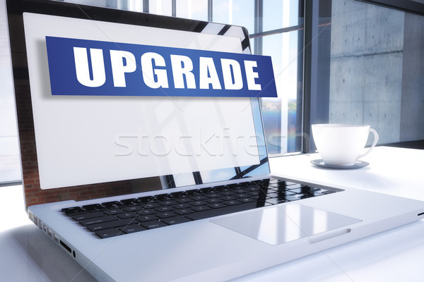 Upgrade Text modernen Laptop Bildschirm Büro Stock foto © Mazirama