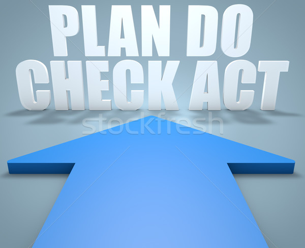 Plan überprüfen handeln 3d render blau arrow Stock foto © Mazirama