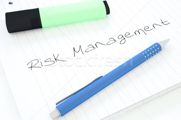 Management al riscului text blocnotes birou 3d face Imagine de stoc © Mazirama