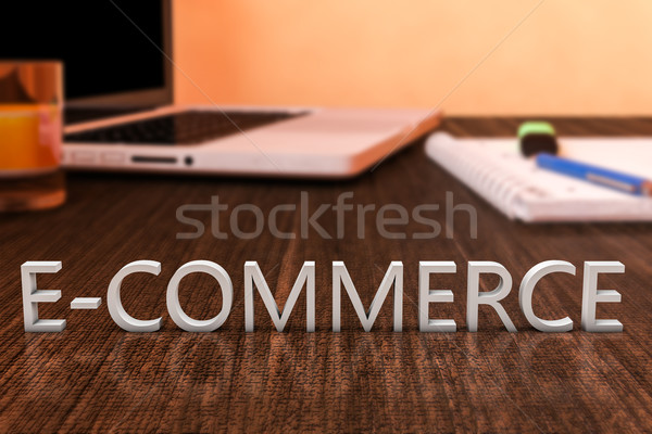 Ecommerce brieven houten bureau laptop computer notebook Stockfoto © Mazirama