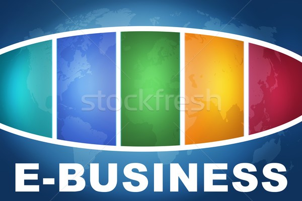 Tekst illustratie Blauw kleurrijk wereldkaart business Stockfoto © Mazirama