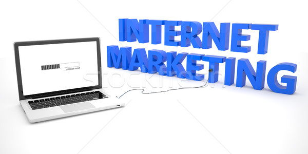 Интернет-маркетинг ноутбука ноутбук компьютер слово белый Сток-фото © Mazirama