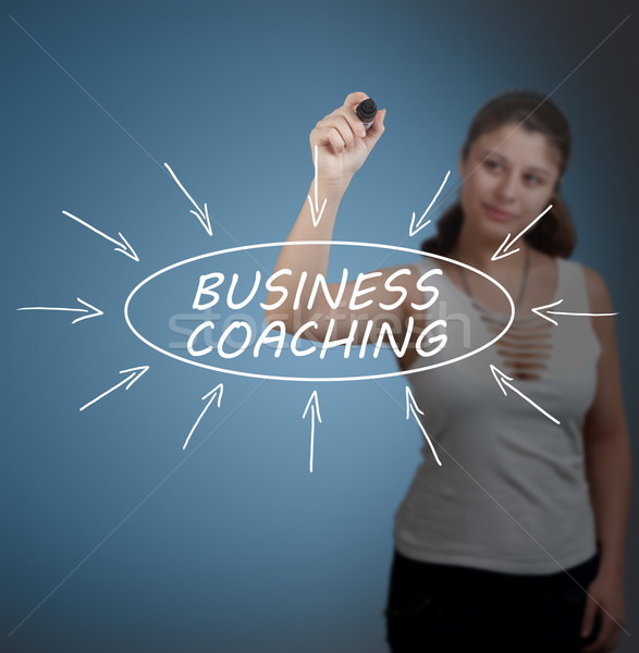 Business Coaching jungen Geschäftsfrau Zeichnung Informationen Stock foto © Mazirama