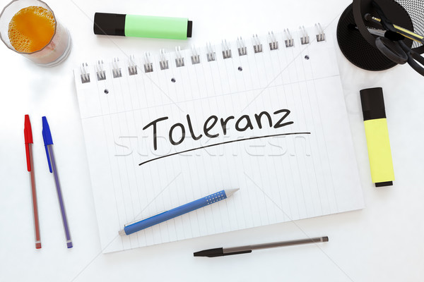 Szó tolerancia kézzel írott szöveg notebook asztal Stock fotó © Mazirama