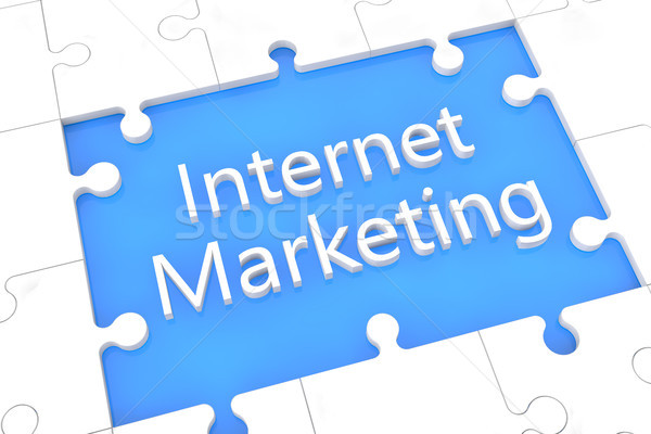 Puzzel internet marketing woorden Blauw business ontwerp Stockfoto © Mazirama
