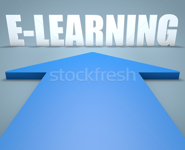 Online oktatás 3d render kék nyíl mutat üzlet Stock fotó © Mazirama