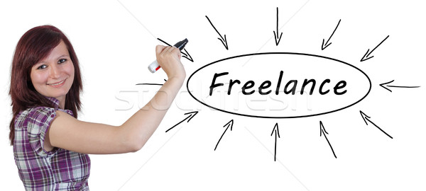 Foto stock: Freelance · jovem · empresária · desenho · informação