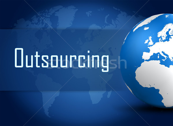 Outsourcing wereldbol Blauw wereldkaart textuur team Stockfoto © Mazirama