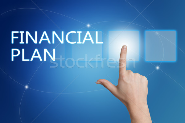 Financiële plan hand knop interface Stockfoto © Mazirama