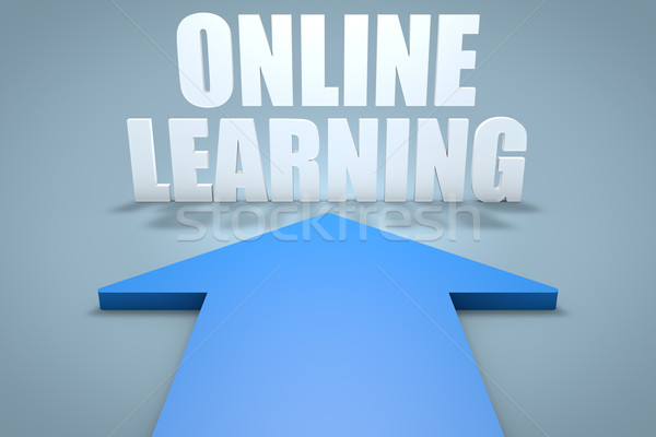 Online nauki 3d niebieski arrow wskazując Zdjęcia stock © Mazirama