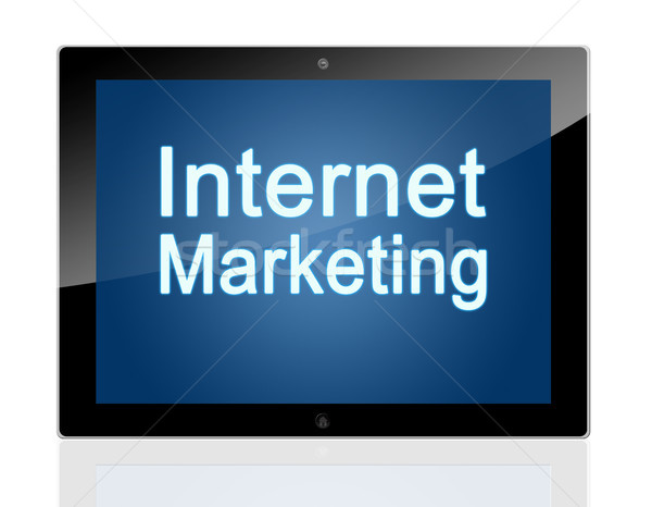 Tablet internet marketing marketing Blauw tekst Stockfoto © Mazirama