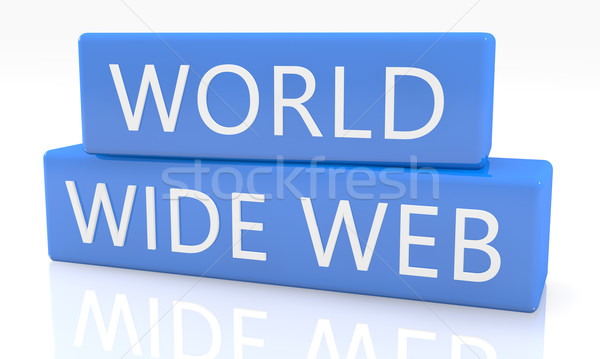 World wide web 3d face albastru cutie text alb Imagine de stoc © Mazirama