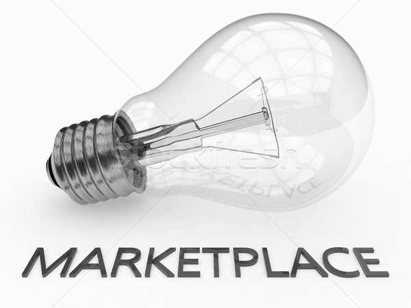Marktplaats gloeilamp witte tekst 3d render illustratie Stockfoto © Mazirama