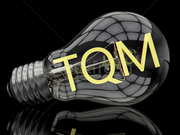 Qualità gestione lampadina nero testo rendering 3d Foto d'archivio © Mazirama