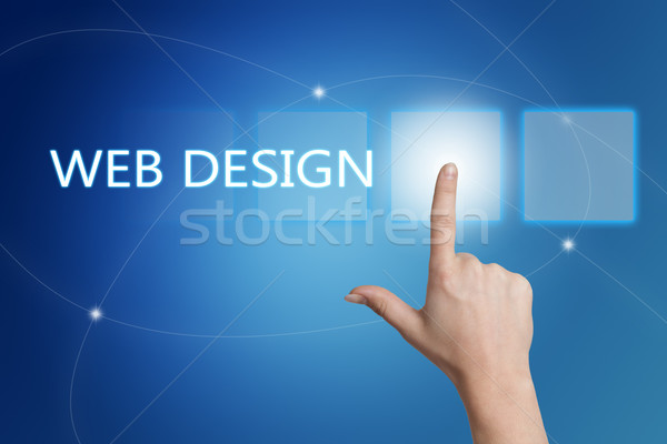 Diseno web mano botón interfaz azul Foto stock © Mazirama
