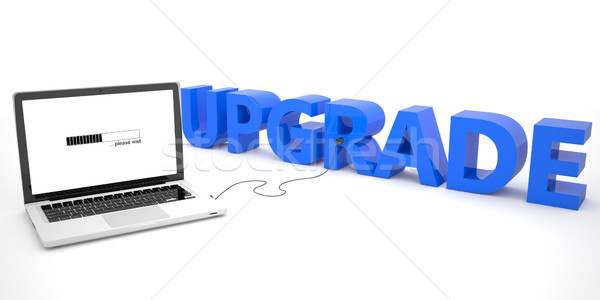 Upgrade Laptop-Computer Wort weiß 3d render Illustration Stock foto © Mazirama