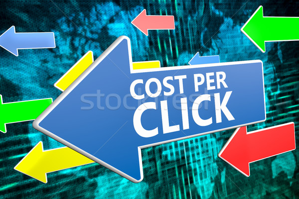 Kosten pro klicken Text blau arrow Stock foto © Mazirama