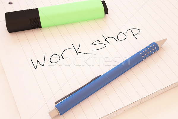 [[stock_photo]]: Atelier · texte · portable · bureau · rendu · 3d