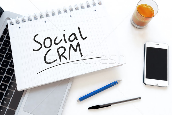 Social crm texto caderno secretária Foto stock © Mazirama