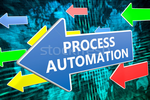 Proces automatyzacja tekst niebieski arrow pływające Zdjęcia stock © Mazirama