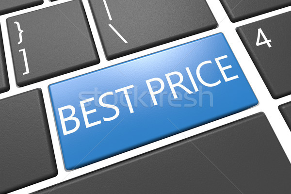 最優惠的價格 鍵盤 三維渲染 插圖 字 藍色 商業照片 © Mazirama