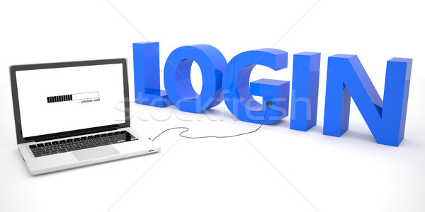 Login computer portatile parola bianco rendering 3d illustrazione Foto d'archivio © Mazirama