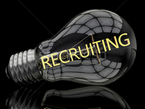 Foto stock: Recrutamento · lâmpada · preto · texto · 3d · render · ilustração