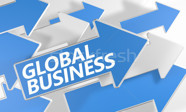 Business globale rendering 3d blu bianco frecce battenti Foto d'archivio © Mazirama