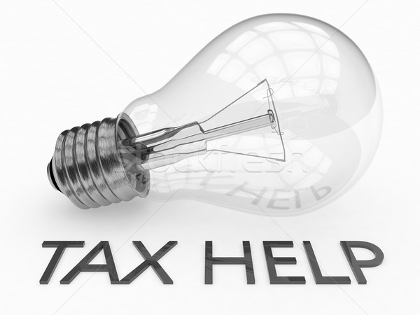Steuer helfen Glühbirne weiß Text 3d render Stock foto © Mazirama