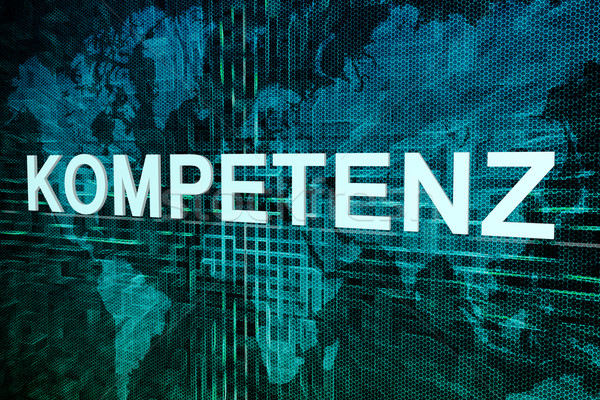 Palavra competência texto verde digital mapa do mundo Foto stock © Mazirama