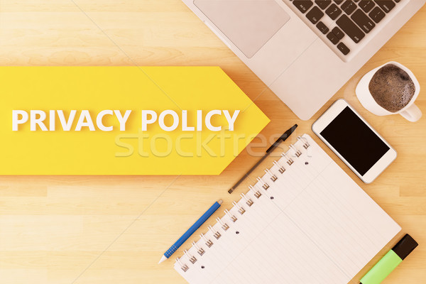 Prywatność polityka liniowy tekst arrow notebooka Zdjęcia stock © Mazirama