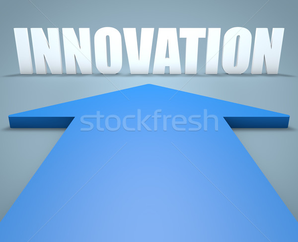Inovatie 3d face albastru săgeată îndreptat tehnologie Imagine de stoc © Mazirama
