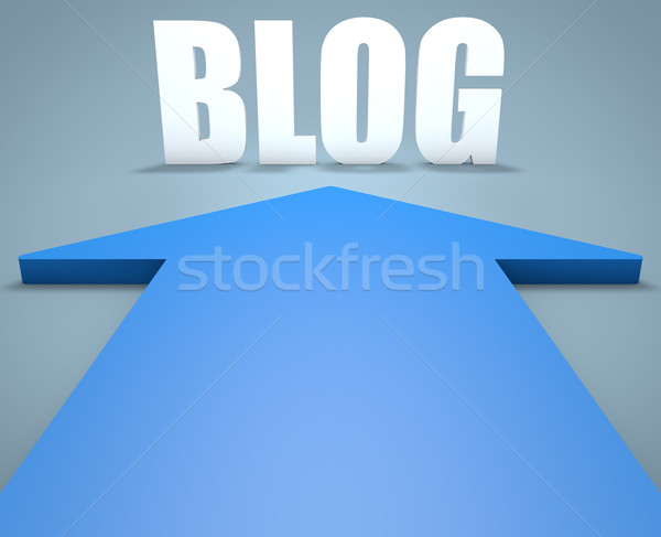 Blog 3d render Blauw pijl wijzend ontwerp Stockfoto © Mazirama