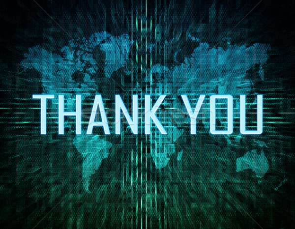 Merci texte vert numérique carte du monde [[stock_photo]] © Mazirama