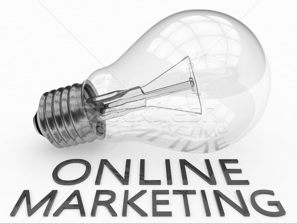 Online marketing villanykörte fehér szöveg 3d render illusztráció Stock fotó © Mazirama