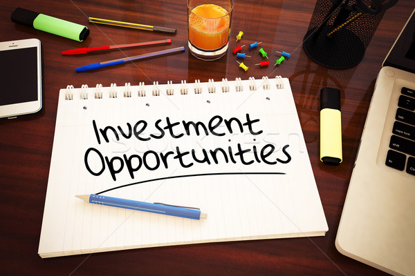 Investimento oportunidades texto caderno secretária Foto stock © Mazirama