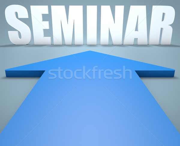 Seminar 3d render blau arrow Hinweis Business Stock foto © Mazirama