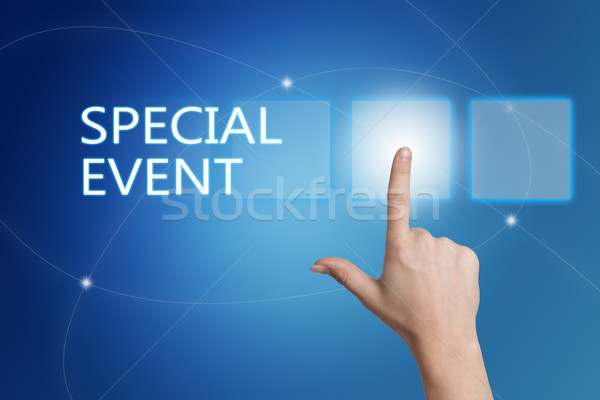 Evento speciale mano pulsante interfaccia blu Foto d'archivio © Mazirama