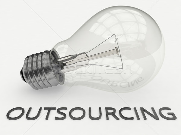 Terceirização lâmpada branco texto 3d render ilustração Foto stock © Mazirama