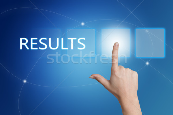 Resultaten hand knop interface Blauw Stockfoto © Mazirama
