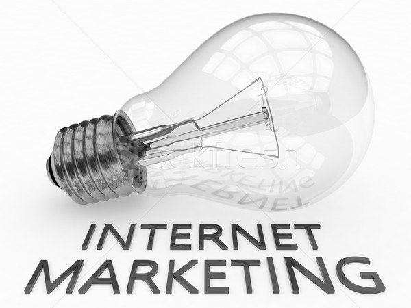 Internet marketing gloeilamp witte tekst 3d render illustratie Stockfoto © Mazirama