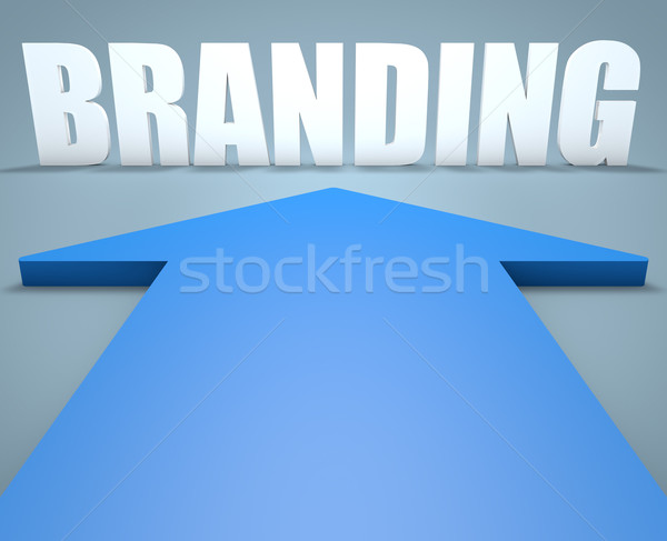 Branding 3d azul flecha senalando negocios Foto stock © Mazirama