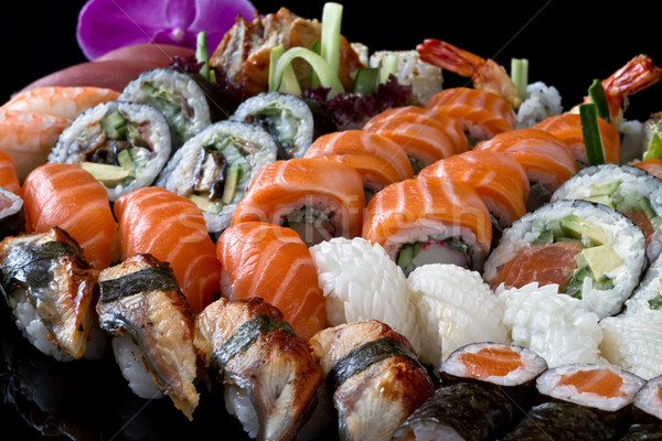 Sushi Set Essen Fisch asian essen Stock foto © mblach