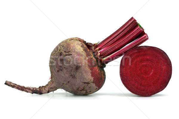 Foto stock: Raiz · de · beterraba · branco · comida · fundo · vermelho · planta